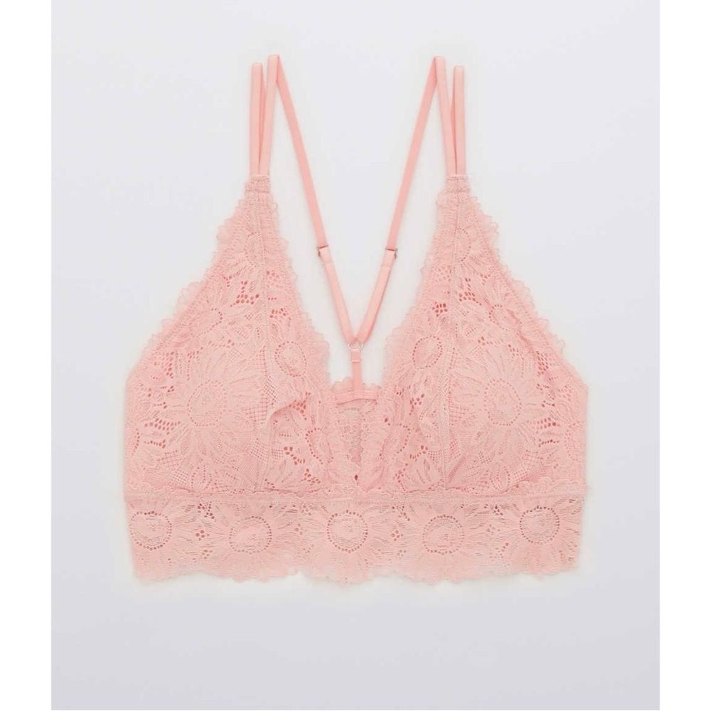 NWT Aerie ANYTIME Sunflower Lace Padded Plunge Bralette Womens Size X-La…